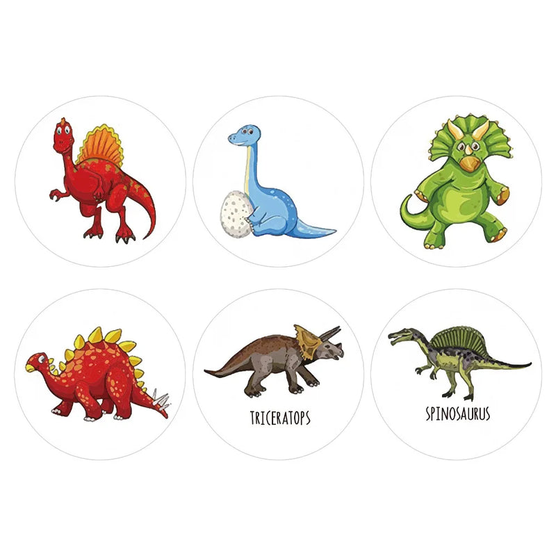 100-500pcs 1'' Round Dinosaur Stickers for Teacher Reward Stickers School Supplies Animal Incentive Roll Sticker for Home