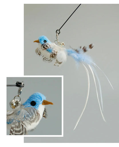 Varita de pájaro/pluma para gato con campana y potente ventosa, manos libres, juguetes interactivos para gatos, ejercicio de caza de gatitos, productos para mascotas