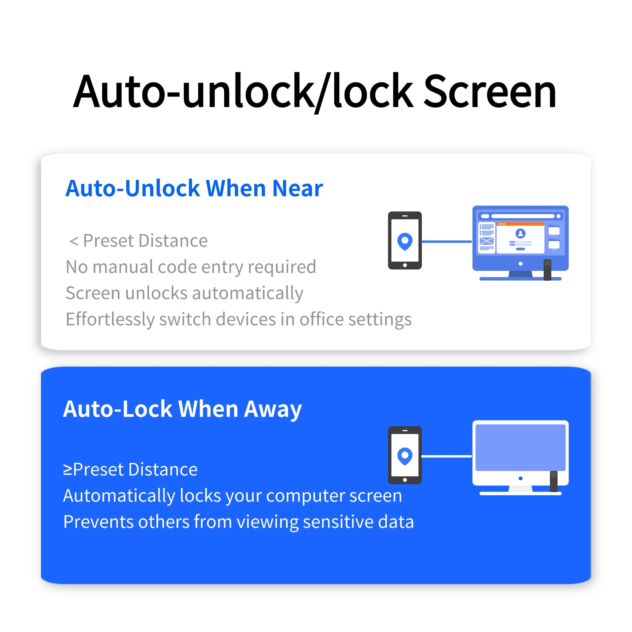 EforLink Computer Touchless ScreenLock, Automatic Locking, UWB High-Precision Ranging, USB Security Key, Windows Security Key