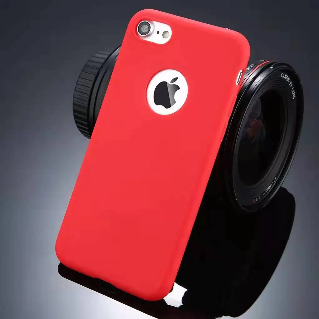 Silicon Case for iPhone 6S 6 7 8 Plus SE 2020 11 12 Pro Max 12 mini X XS MAX XR Gel Cell Phone Cover Casing Coque With logo hole
