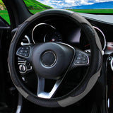 PU Carbon Fiber Leather Car Steering Wheel Cover without Inner Ring Suitable for 14.5-15 Inches Auto Supplies