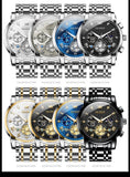OLEVS 2856 New Men's Watches Luxury Classic Flywheel Design Waterproof Chronograph Moon Phase 24 Hour Quartz Wrist Watch for Men