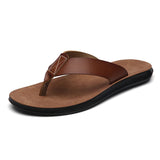 Size 38-47 New Italian Leather Flip-flops For Men Casual Cool Beach Summer Shoes Hotel Slippers Man Light Flats Luxe Men's Shoes