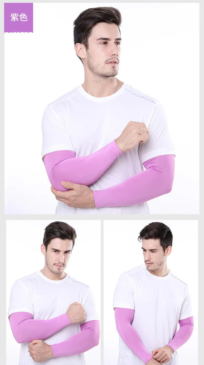 2Pcs Unisex Cooling Arm Sleeves Cover Sports Running UV Sun Protection Outdoor Men Fishing Cycling Sleeves for Hide Tattoos