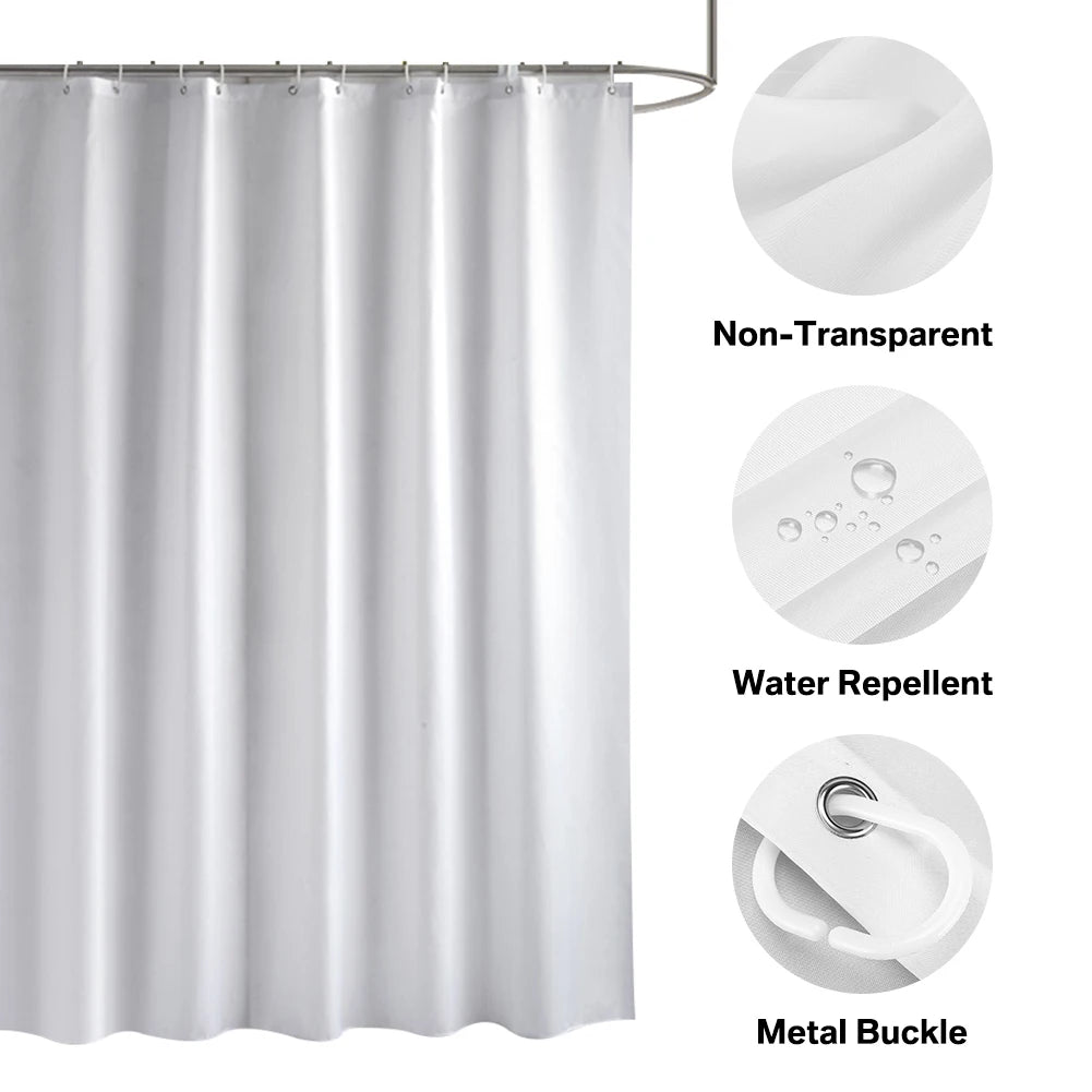 Cortina de ducha de tela sólida resistente, impermeable, para baño, tamaño largo, 230/200 cm, color negro, blanco, gris, marrón y azul.