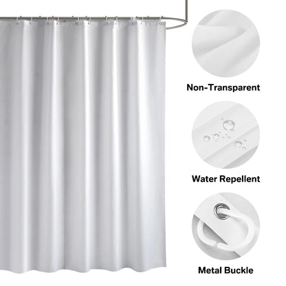 Cortina de ducha de tela sólida resistente, impermeable, para baño, tamaño largo, 230/200 cm, color negro, blanco, gris, marrón y azul.