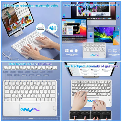 Teclado inalámbrico Bluetooth con panel táctil para Android, iOS, Samsung, Xiaomi, iPad Air Pro Mini, teclado español, ruso y coreano.