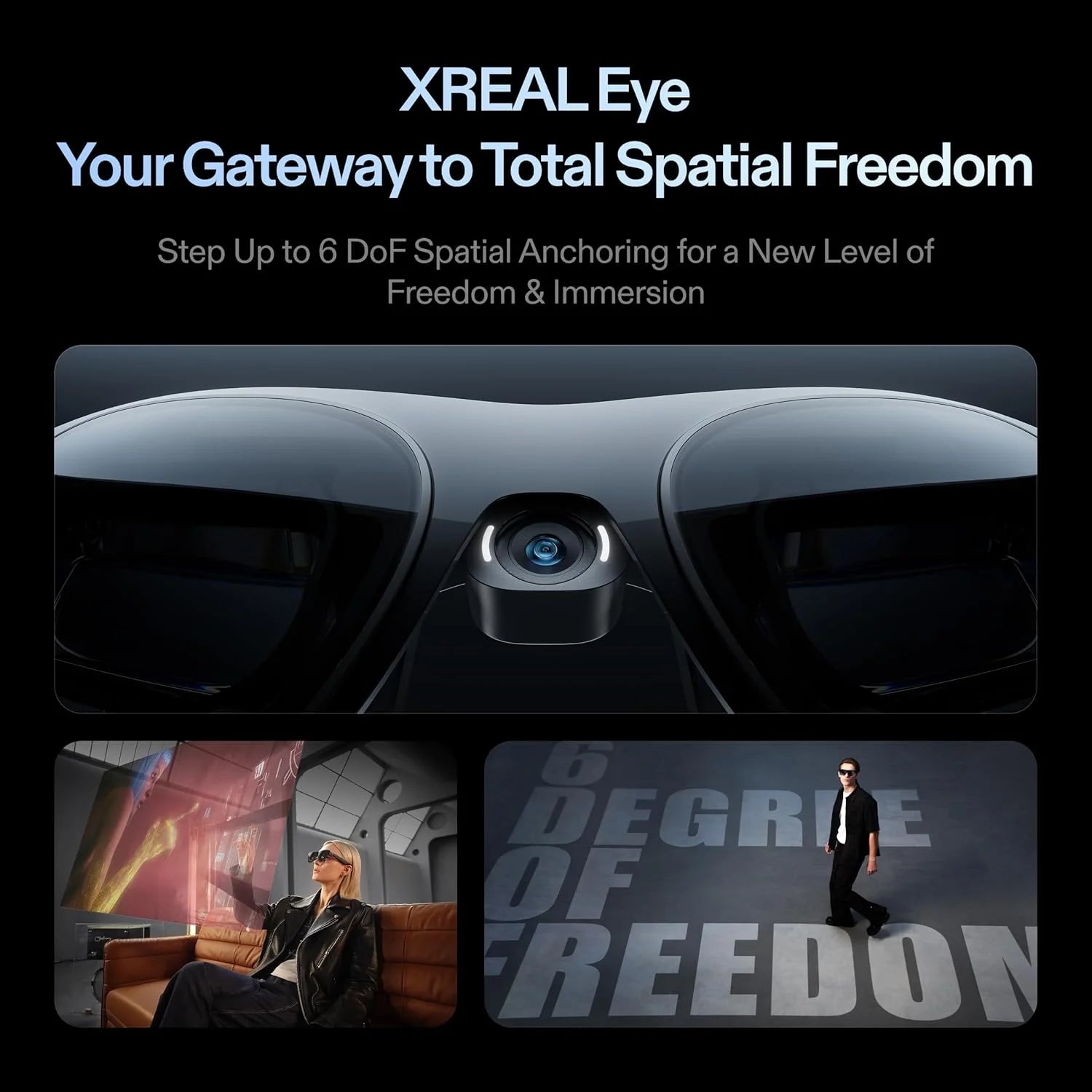 Xreal One Pro AR glass cups, 3 DoF native, screen FHD 120Hz, sound, Glasses XR for iPhone, ROG, iOS M (IPD 57-66mm
