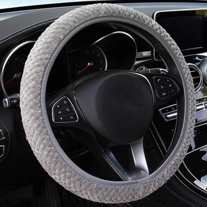 Universal 37-39cm Pink Steering Wheel Cover Warm Plush Steering Wheel Cover For Winter Anti-slip Car Accessories Interior Parts