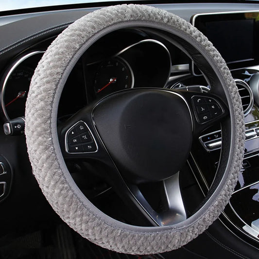 Universal 37-39cm Pink Steering Wheel Cover Warm Plush Steering Wheel Cover For Winter Anti-slip Car Accessories Interior Parts