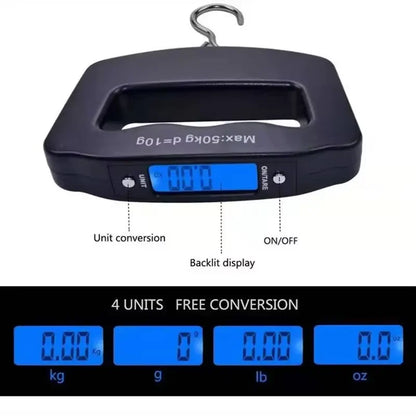 50kg/10g Travel Luggage Scale Portable Handheld Electronic Scale with Hook Gram Scale Express Delivery Fishing Handheld Scale