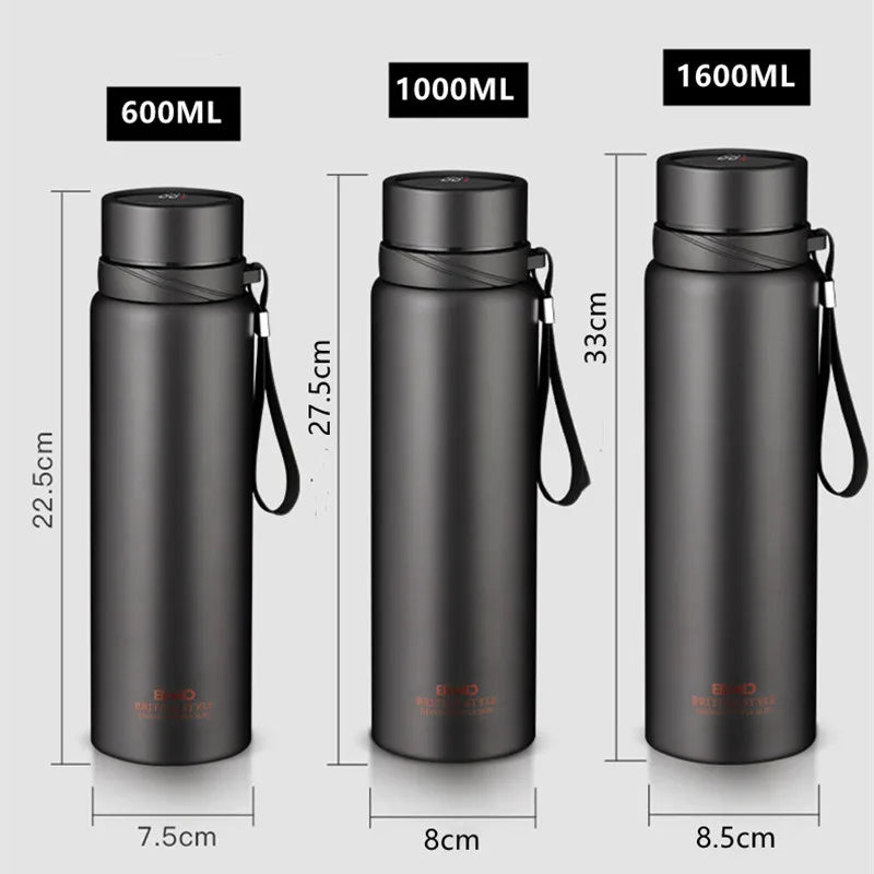 1000ml/1600ml Double Stainless Steel Vacuum Flask With Filter Large Capacity Portable Sport Thermos Mug Coffee Tea Tumbler