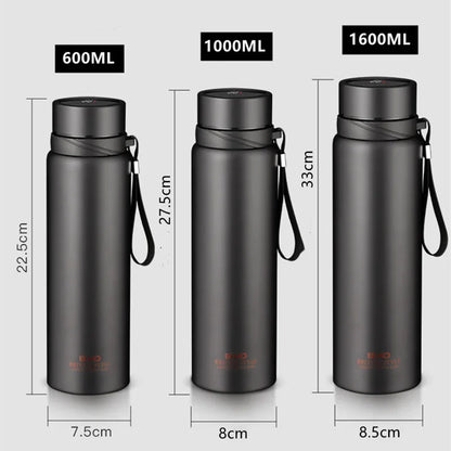 1000ml/1600ml Double Stainless Steel Vacuum Flask With Filter Large Capacity Portable Sport Thermos Mug Coffee Tea Tumbler