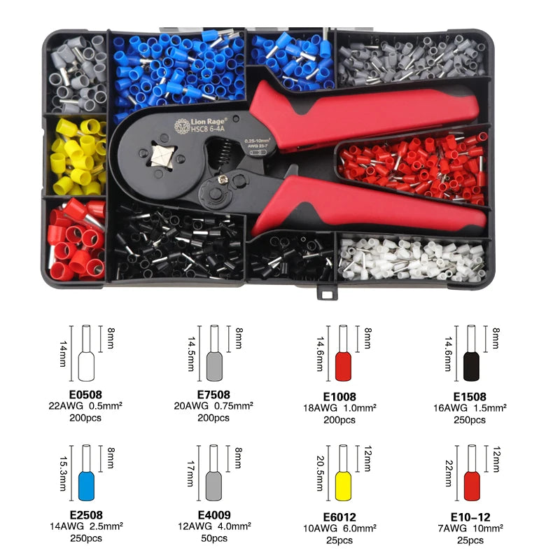 Herramienta de crimpado de casquillos HSC8 6-4/6-6, alicates de crimpado eléctricos para terminales de tubo de crimpado de extremos de cable, reparación de circuitos eléctricos