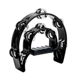 Cascabeles metálicos de doble hilera para fiestas, percusión manual, panderetas de media luna, instrumento musical, regalos para niños y adultos.