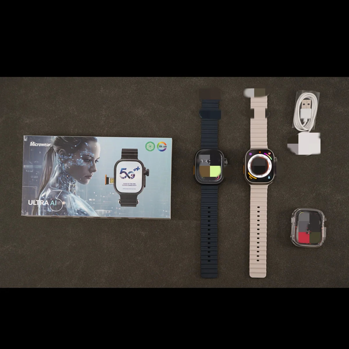 Microwear Ultra Ai3 Smartwatch 5G 180° Rotating Camera Google Play GPS WIFI 2.2inch Amoled HD Display 4G Calling Smart Watch Men