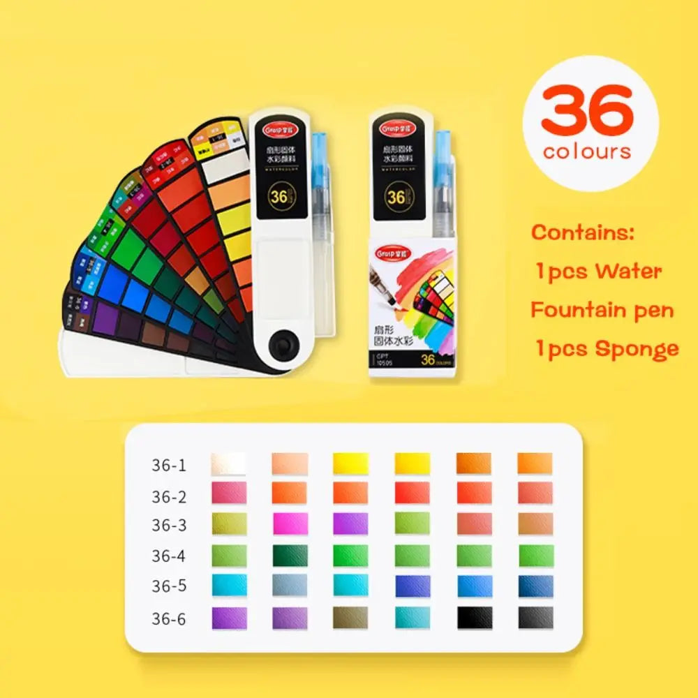 18/24/36/42 Colors Solid Watercolor Paint Set Professional Folding Water Color Pigment Brush Pen for School Art Supplies