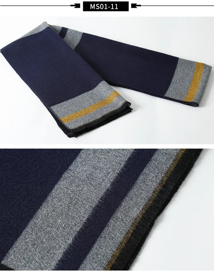 Designer Brand Plaid Men's Cashmere Scarf Winter Warm Scarves Shawls Casual Business Long Wraps Pashmina Christmas Gift for Man