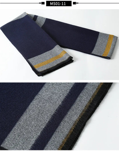 Designer Brand Plaid Men's Cashmere Scarf Winter Warm Scarves Shawls Casual Business Long Wraps Pashmina Christmas Gift for Man