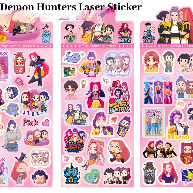 KPOP Demon Hunters Guka Devil Men's Group Anime Laser Cut Sticker for Office Stationery And School Supplies Decoration