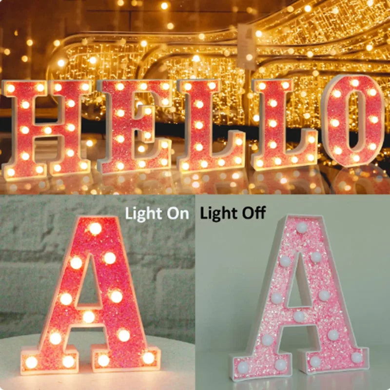 Pink Romantic Luxury LED Light 6.3-inch Pink Decorative Alphabet Number Light Battery Powered Christmas Decorative Light Wedding