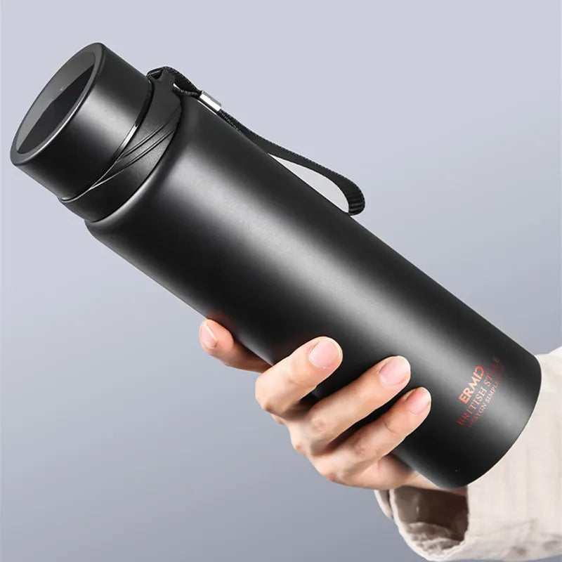 1000ml/1600ml Double Stainless Steel Vacuum Flask With Filter Large Capacity Portable Sport Thermos Mug Coffee Tea Tumbler