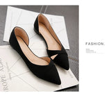 Women Flats Pink Black Pure Color Plus Small Size 33 34 Large 41 42 43 44 Suede Leather Pointed Toe Office Lady Flat Heel Shoes