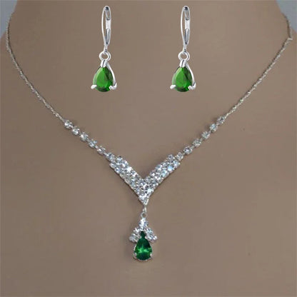 Collar de mujer con incrustaciones de circonita y gotas de agua de colores azul, verde y rojo, accesorios de moda