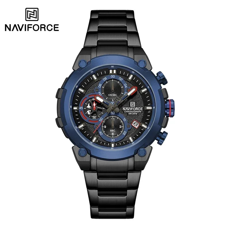 NAVIFORCE Original Watch for man 2025 New Stainless Steel Waterproof Chronograph Classic Quartz Wristwatch Brand Men Watch Gifts