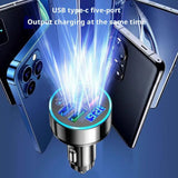 300W PD Car Charger 6 Ports Fast Charging QC3.0 USB C Car Phone Charger Type C Adapter Dual PD Super Fast with Digital Display