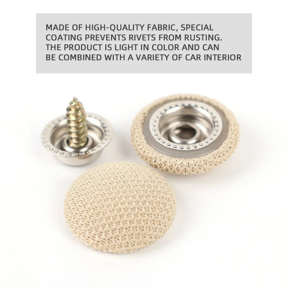 Hebillas de techo para interior de automóvil, tapizado de techo, tela, tornillo de fijación, cuidado de hebillas de tela, remaches, tapa de retención, reparación de piezas automotrices