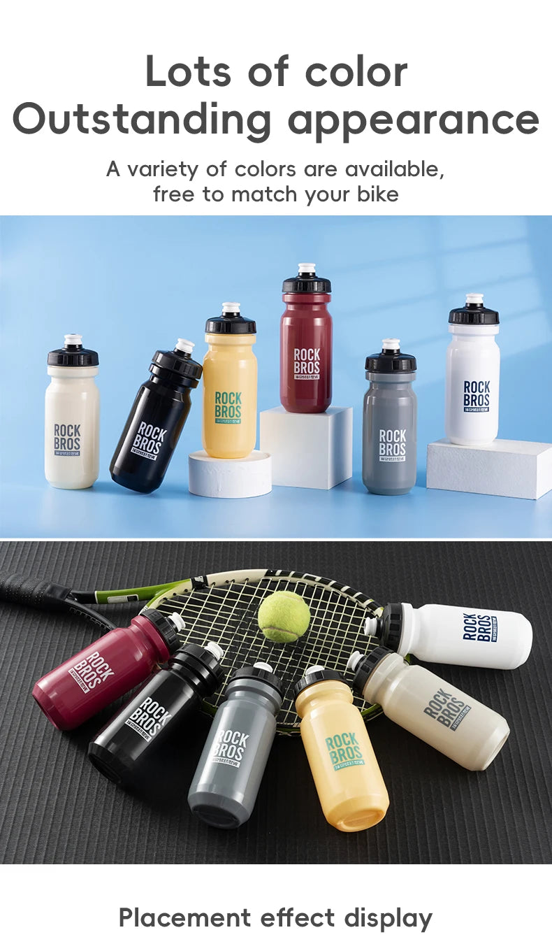 ROCKBROS Cycling Water Bottle 600ml Lightweight Bottle With Dust Cover Gym Water Kettle Drink Outdoor Sports Bike Accessories