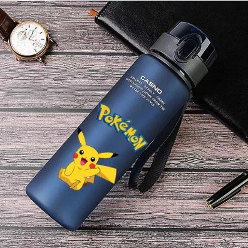 Anime Pokemon Portable Plastic Water Bottle 560ML Ash Ketchum Pikachu High Capacity Insulation Outdoor Water Cup for Kids Gift