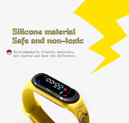 Pokemon Pikachu Dragon Ball Z Sport Casual Watches Led Silicone Watch Color Lovely Digital Children Wristwatch Clock Gift Toys