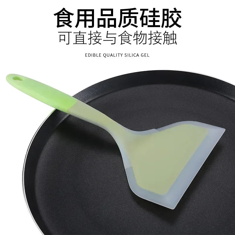 Espátula para freír de boca ancha de silicona transparente de dos colores, espátula de cocina de Jade translúcido, utensilios de cocina, espátula de silicona