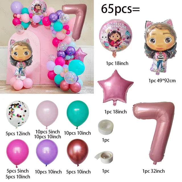1 conjunto gabby casa de bonecas gatos balão bolas de látex crianças festa de aniversário decoração chá de bebê suprimentos hélio globos crianças