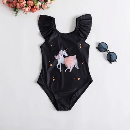 Trajes de baño de una pieza para niñas de 1, 2, 3, 4 y 5 años, estampados, para playa, verano, con lazo