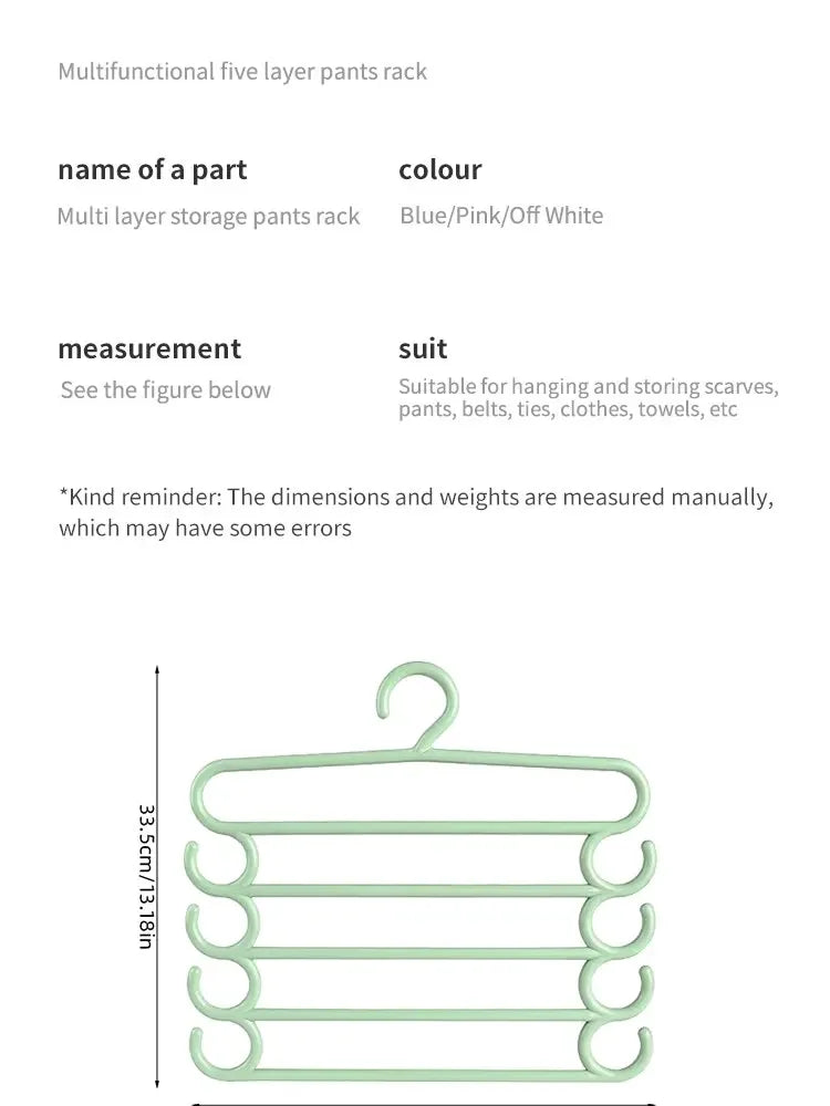 1/2/3pcs Pants Rack Multifunctional Household Saving Space Multi Layer Trousers Hanger Pants Closet Color Clothes Peg 5 Layers