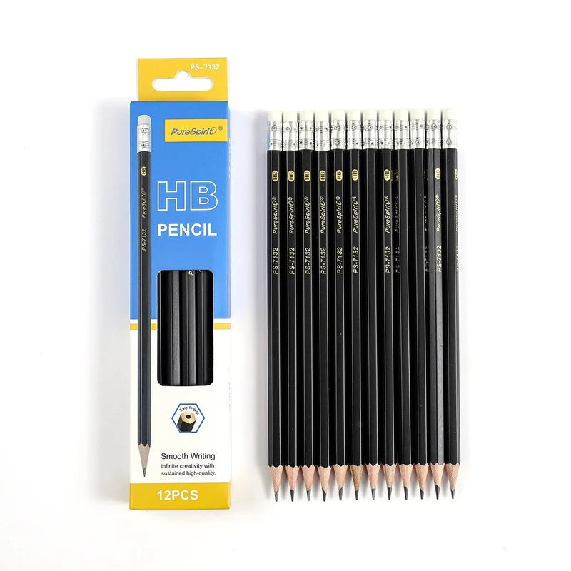 12PCS Woodcased Pencils with Eraser Pre-sharpened HB Lead Graphite Pencils for Students Adults School, Office