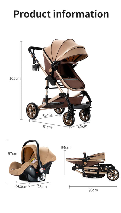 Cochecitos 3 en 1, cochecito de bebé, asiento de coche, cochecito de viaje, cochecito para recién nacidos, paisaje alto, artículos para madres, niños y bebés.