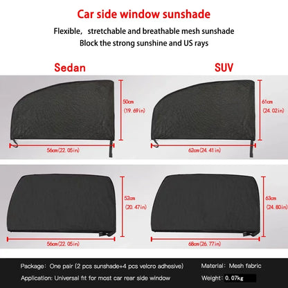 NEW 4pc Car Sun Shade Styling Accessories Hook &amp; Loop Car Window Sun Shade Set - Easy Install, Cool Interior &amp; Privacy Sun Visor