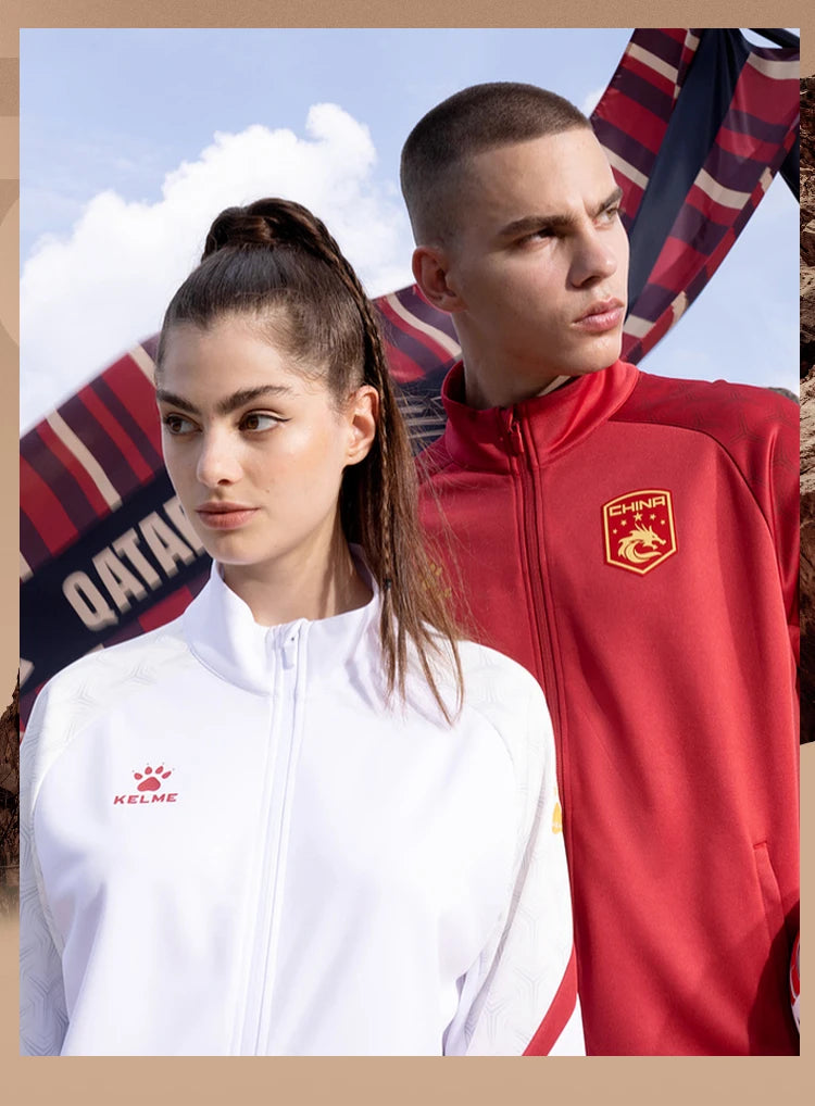 Chaqueta de punto de entrenamiento de fútbol Kelme, serie Qatar para hombre, primavera 2024, para deportes al aire libre, running, fitness, abrigo cortavientos