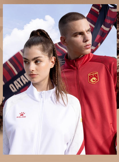 Chaqueta de punto de entrenamiento de fútbol Kelme, serie Qatar para hombre, primavera 2024, para deportes al aire libre, running, fitness, abrigo cortavientos