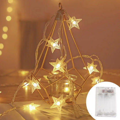 Guirnalda de luces LED para exteriores, cadena de luces con forma de estrella, luces de hadas, luces para fiestas, hogar, boda, jardín, decoración navideña