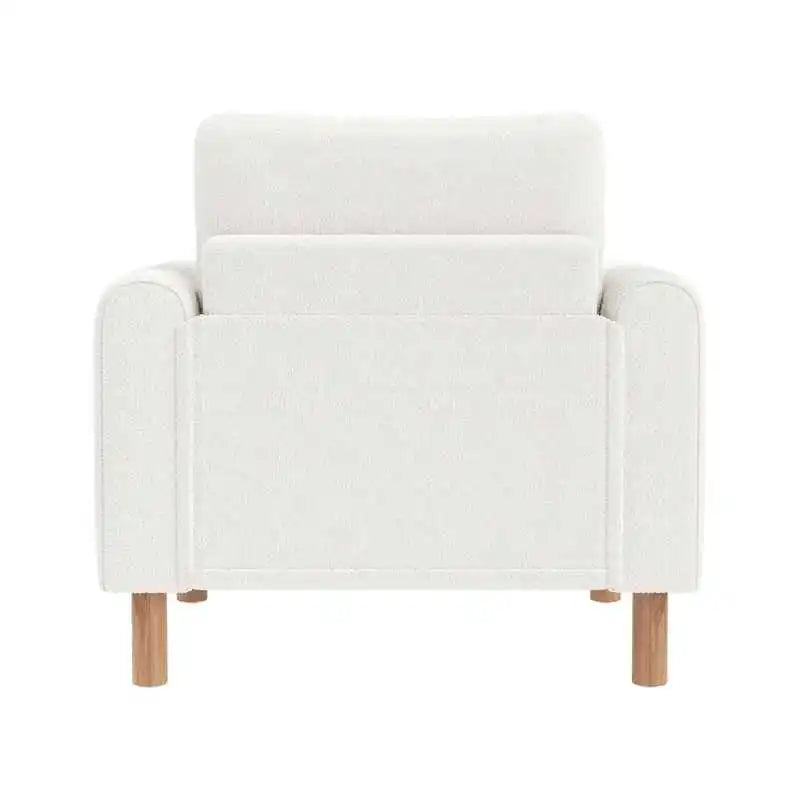 Modern armchair with thick cushions and a soft seat, suitable for reclining in the living room, office, or bedroom.