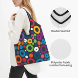 Custom Recycling Classic Black And White Polka Dot Shopping Bag Women Tote Bag Portable Grocery Shopper Bags