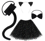 Animal Cat Tiger Cosplay Costume for Boys Girls Headband Clothes Shoes Tail Tutu Skirt Gloves Set for Kids School Performance