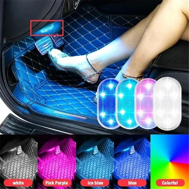 Luces LED inalámbricas para interior de coche, luces LED para interior de coche, luz de neón recargable por USB