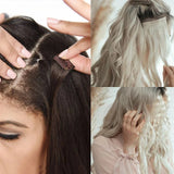 Kit 4 peças extensões de cabelo liso 60cm clip in aplique sintético ombre castanho e louro
