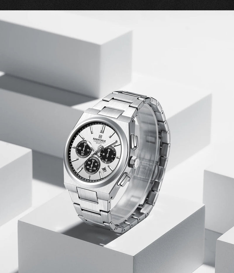 NAVIFORCE Men Casual Sport Quartz Calendar Wrist Watch for Man Business Steel Strap Waterproof Male Clock Relogio Masculino